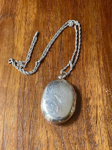 Silver 925 large oval locket - a,