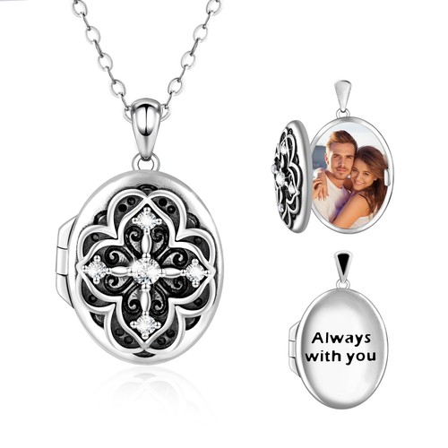 Oval moissanite locket - moissanite,