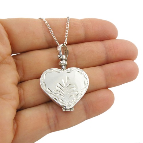 Silver locket necklace - silver, large