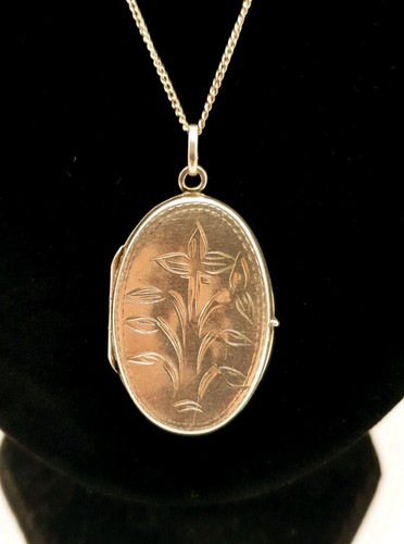 Large silver locket pendant - silver,