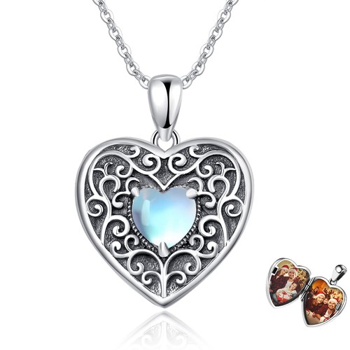 Heart locket necklace sterling - heart,